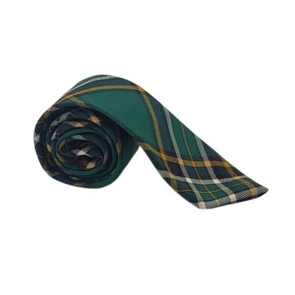 100% Wool Irish National Tartan Green Yellow Plaid Kilt Tie St. Patrick's Day - Picture 5 of 9